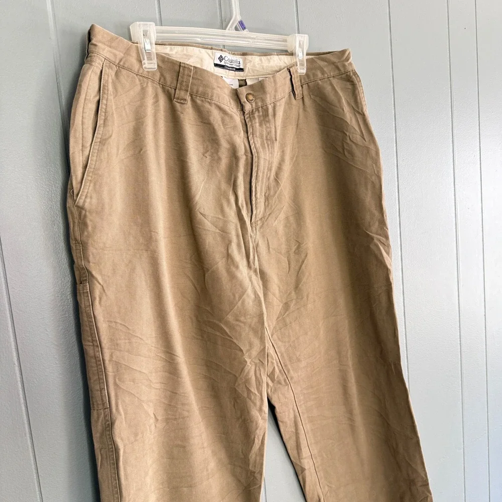 Columbia Granite Cloth Utility Pants Men 38x34 Tan Khaki Stonewashed Cotton Work